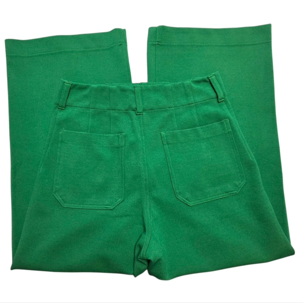 Anthropologie Maeve The Colette Cropped Wide Leg Pants Kelly Green 30 - Picture 7 of 10